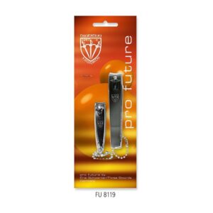 Nail and toenail clipper duo set with chain, stainless steel, made in Germany – FU 8119