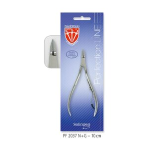 Premium cuticle nipper 10cm in full stainless steel with spring mechanism, quality made in Solingen Germany – PF 2037