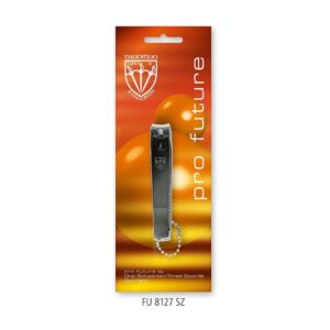 Large toenail clipper in matte black with stainless steel blades and ball chain, made in Germany – FU 8127 SZ