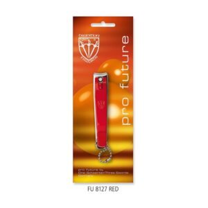 Large toenail clipper in bold red with stainless steel blades and ball chain, made in Germany – FU 8127 Red